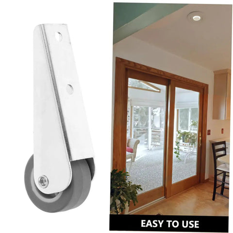 Two Pack Sliding Door Roller Wheels Heavy Duty Galvanized Nylon Casters With No Sweat Setup Silky Smooth gliding wheels mounted on sliding door.