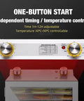 Control panel of Six Tray Food Dehydrator Machine Harnessing Four Hundred Watt Power And Reliable Thermostat For Fast Fruit Vegetable Meat Jerky And Pet Treat Preservation Easy As Pie And Essentially Zero Drama.