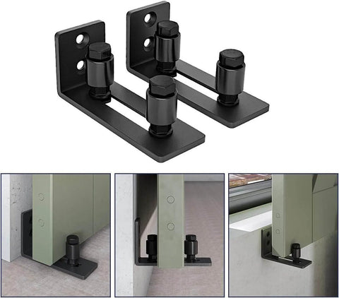 Sliding Barn Door Bottom Floor Guide Roller Set, Black, Quiet And Smooth Operation, Adjustable For Tight Fit, 2 Rollers Shown