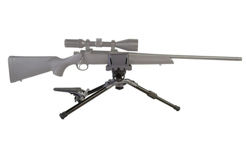 Beefed Up Ambidextrous Turret Rest with Adjustable Swivel, Detachable Magazine Rest, and Pistol Grip Attachment for Rifles in use