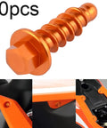 Anodized Aluminum Self Tapping Screws Kit, 10 Pieces, Fits 125 150 200 EXC XC SXF EXCF XCF Motorcycles, orange hardware.