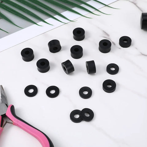 40 Piece Round Spacer Assortment Kit With Four Sizes Versatile Handy Anti Vibration Spacers For Screws displayed on marble surface