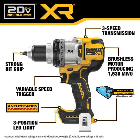 Top Shelf 20V MAX Cordless Hammer Drill Sold As A Bare Tool Rig featuring a durable half inch chuck and anti-rotation system.