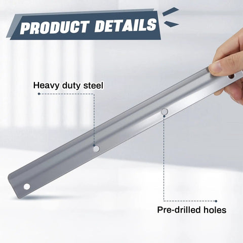 Heavy Duty 2 Pack Steel Door Latch Guard Plates 12 Inch Gray Painted Swing In Entry Door Strike Shields showing pre-drilled holes.