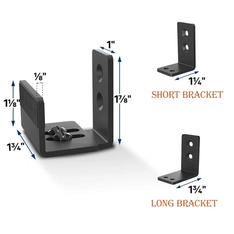 Sliding Barn Door Floor Guide Set, U Shape, Flexible Adjustable Gap, Flush Bottom Design, Wall Mount System For Doors And Cabinets, Black, 2 Pack