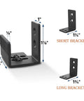 Sliding Barn Door Floor Guide Set For Doors And Cabinets, U Shape, Adjustable Gap, Black Finish, Steel Brackets with Measurements