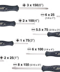 Armor Grip 8 Piece Screwdriver Set With JIS Drive Pro Grade on white background showing different screwdriver sizes and types.