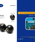 Five Pack Three Eighths Inch Sixteen Thread Ball Knobs Set With One And Three Eighths Inch Diameter Bakelite Thermoset Handle
