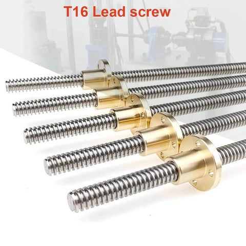 T16 Trapezoidal Lead Screw With Copper Nut And 304 Stainless Rod For 3D Printer Replacement 16mm Diameter 4mm Pitch 10mm Lead Durable Workhorse Wear Resistant Available In 100mm To 1000mm Lengths, T16 lead screw set with copper nut and stainless rod