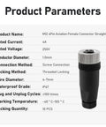 Product parameters for Ten Pack M12 4 Pin A Code Female Industrial Aviation Connector Waterproof IP67.