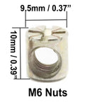 M6 nut with dimensions 9.5mm x 10mm for Must Have Drive Socket Set For Head Cap Screws And Furniture Bolts, Zinc Plated