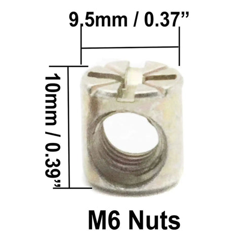 M6 Nuts 10mm x 9.5mm zinc plated heavy duty for furniture assembly