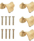 4 Pack Must Have Ginkgo Leaf Drawer Knobs Zinc Alloy With Gold Finish Leaf Shape Single Hole Cabinet Pull Handles