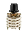 Four Pole Eleven Position Rotary Switch Band Selector With Four Decks And Knob, 48 Pins, 9.7mm Mount Hole, 6mm Shaft, 11.7mm Shaft Length