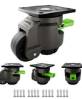 4 Pack Leveling Casters Heavy Duty With Upgraded Ratchet 360 Degree Swivel With Feet Height Adjustable Total Capacity 2200 Lbs Ideal For Workbenches And Machinery Easy Height Adjustment By Shaking Handle For Quick Leveling On Any Surface.