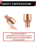 Rock Solid Low Lead Copper Coupling Reducer With Zero Drama Sweat Connection Designed To Plug Right Into Type K L Or M Piping For Fast Reliable Residential Upgrade Work In A Bulk Pack Of One Hundred, NSF-61 certified for drinking water.