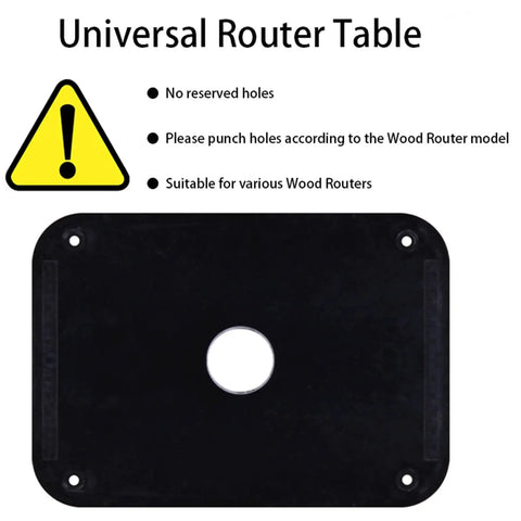 Universal Router Table featuring a round hole design, suitable for various wood routers, and clear user instructions.