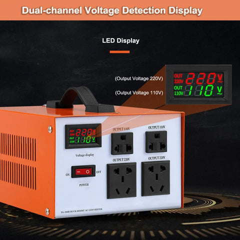 Heavy Duty 3000W Voltage Converter With LCD Display No Fuss Setup Step Up And Down Transformer 220V To 110V And 110V To 220V 4 Outlets
