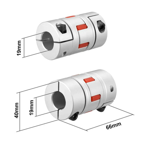 Top Tier Flexible Shaft Coupling With Slick 19Mm To 19Mm Bore And L66X40Mm Setup highlighting structure and dimensions.