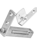 Refrigerator Door Hinge Replacement With Adjustable Freezer Pivot Hinge For Stable And Smooth No Fuss Commercial Freezer Door Operation 4.44 By 2.83 By 0.98 Inch Heavy Duty Metal Build, shown in silver metal