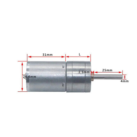 Heavy Duty 6V To 24V DC Gear Motor Pumping Out Dead Legit High Torque At 280 RPM side view with dimensions for DIY rigs.