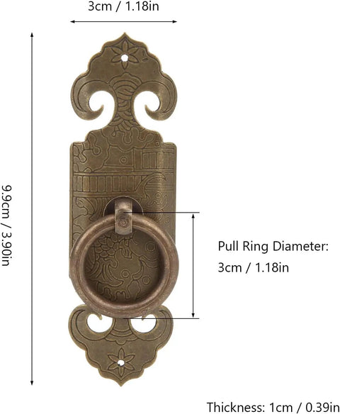 Vintage Brass Cabinet Pulls For Drawers And Doors, Double Open Vertical Retro Handle With Fish Pattern