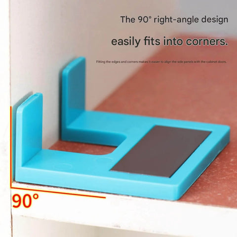 Blue Magnetic Door Hinge Jig No Drill Installation And Precise Alignment Adjustable Guide with 90-degree corner design