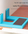 Magnetic Door Hinge Jig for No Drill Needed Installations with 90-degree right-angle design, shown fitting into a corner.