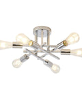Six-Light Modern Sputnik Chandelier With Chrome Finish For Dining Room Bedroom Hallway Kitchen And Office Semi Flush Mount Ceiling Light Fixture Mid Century Style Dope Vibe