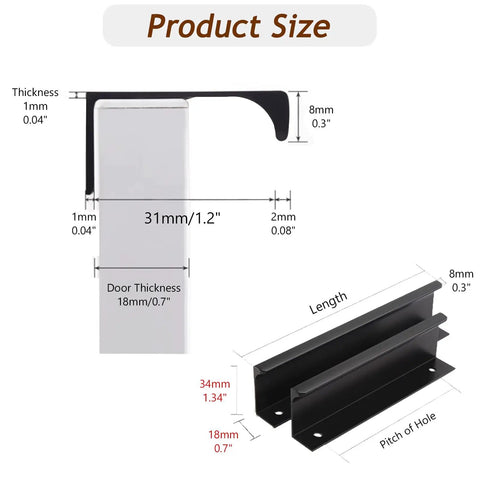 Product dimensions of Long Aluminum Cabinet Edge Pull Handle For Kitchen Cabinets And Wardrobes, Hidden Concealed Door Pull, Brown, 5.9In