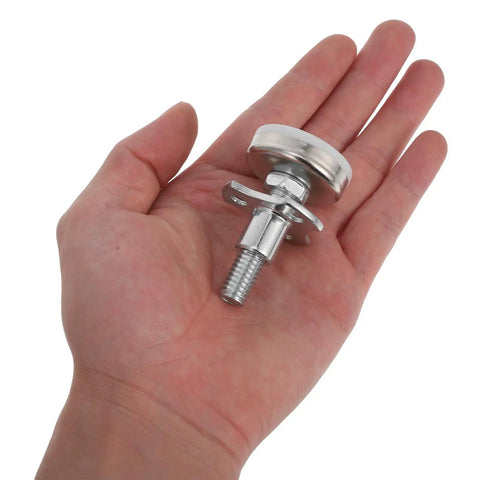 Hand holding Adjustable Furniture Leg Levelers Set 3/8-16 Threaded, Heavy Duty Carbon Steel And Polypropylene Feet