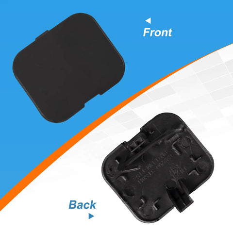 Front and back view of Nissan Altima Front Bumper Tow Hook Cover Right Side 2013 2014 2015 Unpainted Eye Cap Replacement 622A03TA0A 622A0-3TA0A