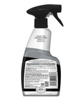 Back view of Stainless Steel Cleaner And Polish Kit spray bottle showing label details, 2-Pack with Anti Fingerprint Spray and Microfiber Cloths.