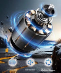 Rugged Car Vent USB Fan Built Specifically For Tesla Cybertruck Crew showcasing brushless motor with blue energy effects.