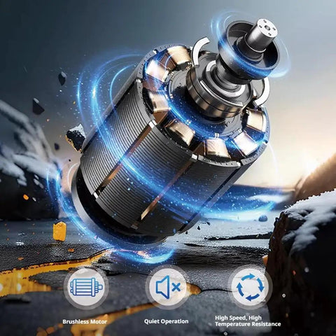 Rugged Car Vent USB Fan Built Specifically For Tesla Cybertruck Crew showcasing brushless motor with blue energy effects.
