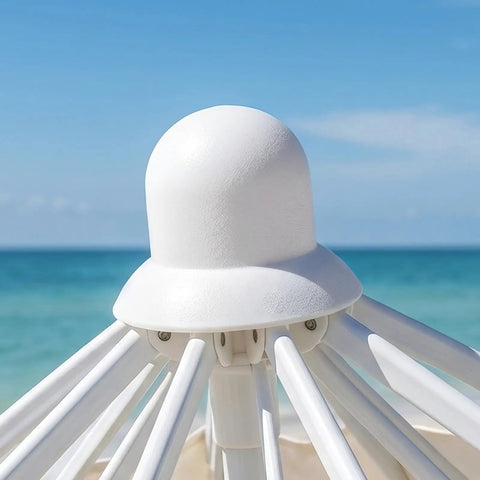 Stylish Patio Umbrella Top Cap Replacement Kit For Outdoor Canopies With Wind Resistance And Easy DIY Installation To Save Cash On Backyard Sun Shades, white plastic cap