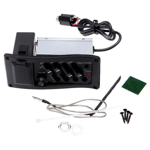 Four Band Piezo Acoustic Guitar Preamp With Built In Equalizer And Tuner Under Saddle Pickup for Loud Clear Tone and Easy Installation