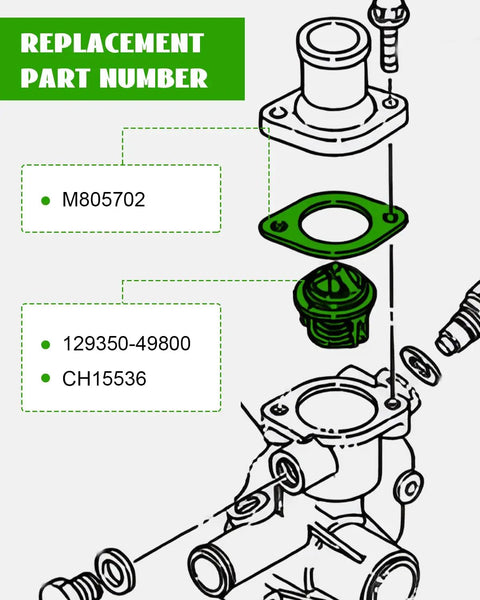 Thermostat With Gasket Replacement For Yanmar And Deere Tractors And Diesel Engines Fits 355D 430 455 GX355 X495 X595 650