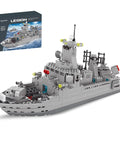 Destroyer Battleship Building Set With 528 Pieces For Kids And Adults Interactive Warship Model With Rotating Main Guns Realistic Deck Details Durable Build Great For STEM Play Imaginative Ocean Warfare Creations, grey brick ship set
