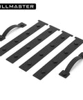 Six Piece Garage Door Magnetic Decorative Hardware Kit Featuring Four Rectangle Hinge Magnets And Two Handles In Black for Metal Doors