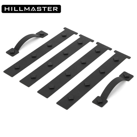 Six Piece Garage Door Magnetic Decorative Hardware Kit Featuring Four Rectangle Hinge Magnets And Two Handles In Black for Metal Doors