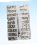 Miniature Screw Kit Set For Glasses Laptops Watches And Electronics with durable portable storage case, showing assorted screws and driver.