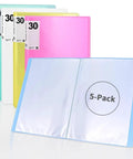 Display Book Binder With Plastic Sleeves Five Pack 30 Pocket Portfolio Binder Set For 8.5x11 Documents Photos Certificates And Artwork