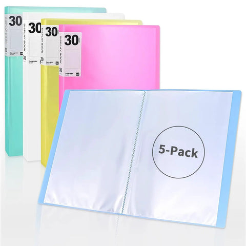 Display Book Binder With Plastic Sleeves Five Pack 30 Pocket Portfolio Binder Set For 8.5x11 Documents Photos Certificates And Artwork