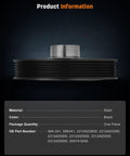 Side view of black steel harmonic balancer crankshaft pulley belt drive for Dodge Avenger Caliber Dart Journey Fiat 500X Hyundai Santa Fe.