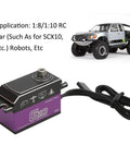 Heavy Duty Badass Digital Servo With Killer 10Kg Torque Waterproof Coreless Motor And Precision Feedback Built Tough For 1:8 And 1:10 Scale Rc Cars And Trucks next to a remote control truck.