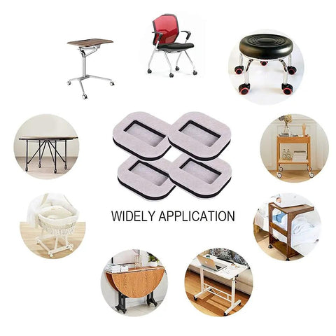 4 Pack Caster Cups With Felt Pads For Furniture Protection displayed with various furniture applications, beige, 2.36 inch diameter.