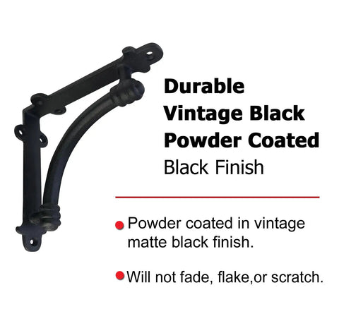 Heavy Duty Black Cast Iron Shelf Brackets Set Of Four, 5.5 X 1.2 X 5.5 Inches, half round style, vintage black finish
