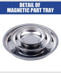 Magnetic Tray Set For Mechanics Gearhead Favorite 3 Piece Round Stainless Steel Magnetic Parts Tray Kit In 3 In 4 In And 6 In Sizes