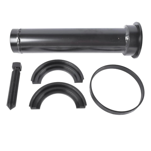 Front view of GELUOXI input shaft bearing puller kit: steel shaft, black finish, two curved jaws, retaining ring, bolt